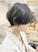 大人ショートボブ丸みショートカットマッシュショート前髪あり
