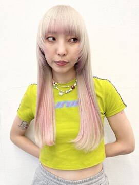ココ 原宿(KOKO) ミルクティーブロンドダークブルーワンホンレイヤーカット
