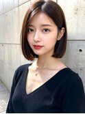 大人可愛い パツっと重ためボブ 前髪なし 春ヘアスタイル 内巻き