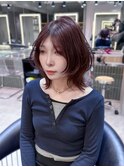 メルティカラー似合わせカットウェーブミディアム縮毛矯正ボブ