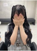 三つ編みハーフツイン／心斎橋ヘアセット
