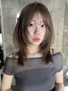 サイン 渋谷(SIGN) 韓国ヘアーハッシュカットレイヤーカットグレージュブリーチ無し