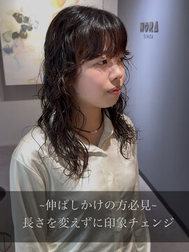 ノラ ギンザ(NORA GINZA) ドライパーマゆるめパーマウルフパーマミディアムパーマ銀座暗髪
