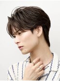 韓国マッシュフェザーパーマニュアンスパーマセンターパート黒髪