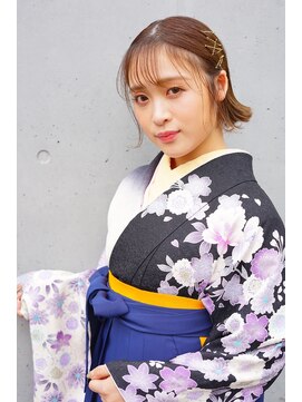 ヴァンクシー バイ ルナ(VANKCY by Luna) 着物ヘア 大人ボブ ボブルフ ピンクベージュ 前髪 向ケ丘遊園