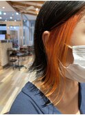 バイカラー/インナーカラー/オレンジ/ブラッドオレンジ/ボブ
