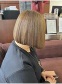 髪質改善トリートメント★白髪染めハイライト前下がりボブツヤ髪