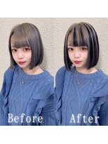 ARビューティー ギンザ(AR Beauty Ginza)&nbsp;シルバーアッシュ×ブラック#シールエクステ#地毛風カラー#銀座