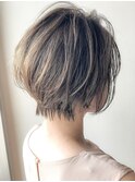 《Agu hair  cave》大人かわいいハイライトショート 小顔ボブ