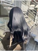 ブリーチなしダブルカラー 暗髪 ラベンダーブラック