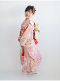 七五三7歳着付け/編み込みアップヘアアレンジ/メイク/代々木新宿