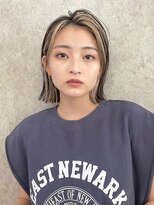 サンク 原宿 表参道(cinq) ミルクティーアッシュグレージュタッセルボブ30代40代前髪