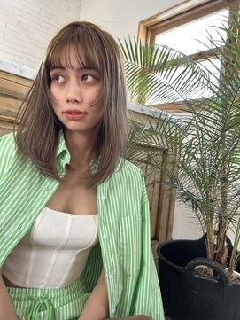 サロンドミルク 原宿(salon de MiLK) ハイライトミルクティーベージュロングレイヤーカット/原宿