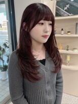 イロウ 天神大名店(IROW)&nbsp;チェリーブラウン 顔周りカット レイヤーカット 韓国風レイヤー