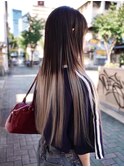 バレイヤージュ　ブロンドアッシュ　ロング　デザインカラー