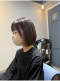 髪質改善/切りっぱなしボブ/韓国風タイトヘア/くすみベージュ艶