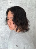 メンズボブウルフメンズロングミディアムレイヤーメンズパーマ