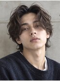 ラフカール センターパート ニュアンスラフパーマ メンズロング