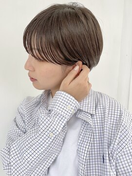 スー 渋谷(suu) 大人かわいいくすみカラーシアーベージュマッシュショートボブ