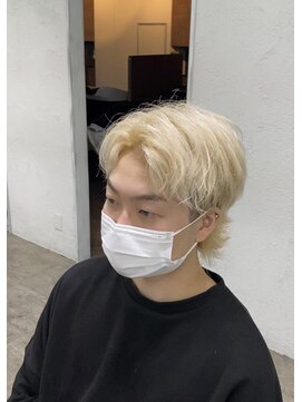 プライズ アイリス 池袋東口店(prize Iris) センターパートウルフ/ブリーチ/メンズ/眉毛