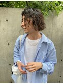 【園田雄史】爽やかウェーブボブ/センターパート/メンズロング