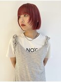 福井 大和田 ハイトーン ブリーチ チェリーピンク ボブ