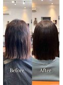 髪質改善/縮毛矯正大人黒髪暗髪ボブツヤ髪ナチュラルストレート