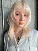 【阿形】セミロング ウルフカット ブロンドカラーマッシュウルフ