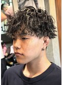 店長【橋本】波巻きパーマ×メッシュ