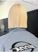 ボブ外ハネボブホワイトブロンドショート美髪_ba546582