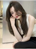 ロングヘアレイヤーカット オリーブベージュ ロングウルフ