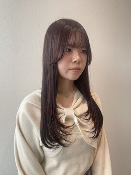 カシスレッド/レイヤーカット/韓国風顔周り/暖色/ピンクブラウン