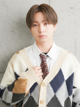 NYNY MEN 姫路本店【メンズサロン/メンズカット/メンズパーマ】【8/1 OPEN(予定)】 センターパートマッシュ/ミルクティーベージュ