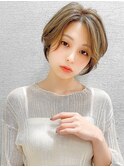 前髪パーマ/韓国くびれミディ/マロンベージュ/モテ髪/ミニボブ