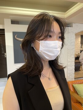 ノラキチジョウジ(NORA KICHIJOJI) #ミディアム#鎖骨ボブ#カーテンバング#前髪なし#くびれヘア