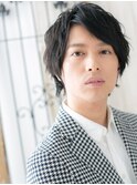 斜めバングオシャレ短髪パーマ黒髪ショートウルフh与野