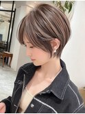 xカット//ホワイトグレージュ/レイヤーカット/チェリーブラウン