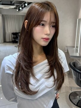 ユーフォリア 銀座(Euphoria) シースルーバング ロングヘア 透け感ブラウン