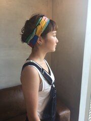 スカーフヘアアレンジ