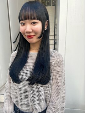 カフ(CAF) CAF松本【ブルーブラック×顔まわりデザインロングヘア】