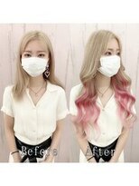 エクステ専門店あるじゃんすー 宇都宮店&nbsp;ミルクブロンドxピンクインナー#シールエクステ#小顔ヘア#宇都宮