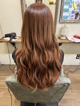 ベレッタ 枚方店(veretta.) オレンジbrown 山本綾香/ウェーブロング/韓国ヘア/韓国ロング