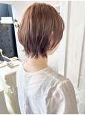 福山市美容師求人スタッフ募集中大人可愛い秋ボブピンクベージュ