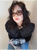暗髪グレージュ ニュアンスパーマ ミディアム【鹿児島中央】
