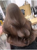 韓国風ミルクティーレイヤーカットオリーブベージュグレージュ