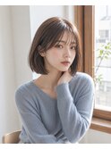 丸みボブ×ライトブラウン×小顔