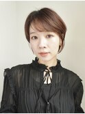 丸みショート・ボブ/丸顔/前髪あり/絶壁解消/30代/40代/50代