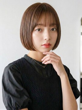 フレイムスヒュー 高崎店(FRAMES HUE) 20代30代40代★ピンクベージュ大人前髪ありボブショート