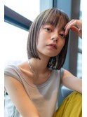 大人かわいい切りっぱなしボブ×透明感とろみグレージュ