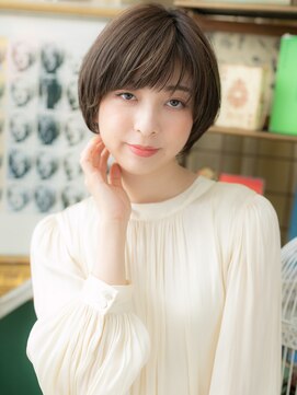 カバーヘア ブリス 戸田公園西口店(COVER HAIR bliss) ★斜めバング小顔補正カット黒髪ひし形丸みショート30代40代★10